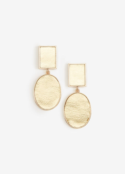 Gold Faux Leather Drop Earrings, Gold image number 0