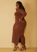 Stretch Knit Bodycon Maxi Dress, Potting Soil image number 3