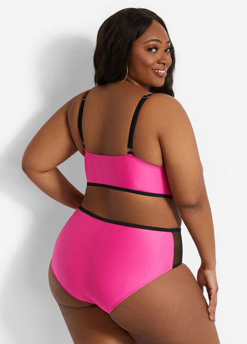 Ymi Zip Bustier Mesh 2pc  - Color: Pink, Size: XL (12), Pink image number 1