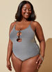 YMI Cutout Metallic Swimsuit, Silver image number 0