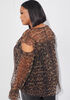 Cold Shoulder Leopard Print Blouse, Tan image number 1