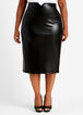 Plus Size Faux Leather Notch High Waist Pencil Knee Length Skirt image number 0