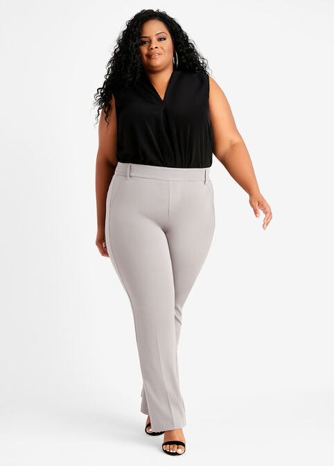 Pull On Ponte Wide Leg Pant, Silver image number 2