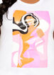 Abstract Lady In Pink Graphic Tee, White image number 1