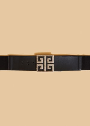 Greek Key Buckled Stretch Belt, Black image number 1