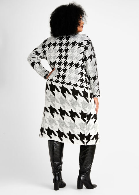 Houndstooth Duster Cardigan, Grey image number 1