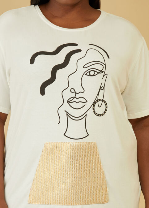 Embellished Face Graphic Tee, White image number 2