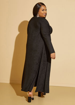 Textured Knit Duster, Black image number 1