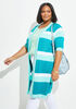 Short Sleeved Striped Knit Duster, Ice Green image number 2