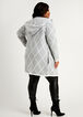 Plaid Hooded Open Front Cardigan, Grey image number 1