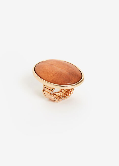 Oval Stretch Wood Ring, Dark Brown image number 0