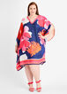 Floral Poncho Asymmetric Dress, Peacoat image number 0