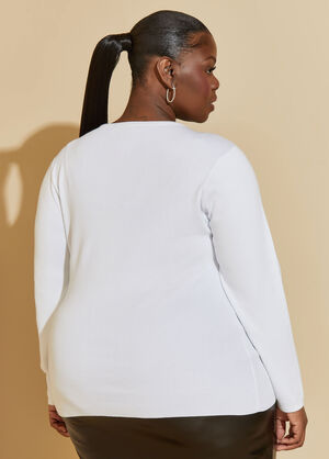 Crystal Embellished Cutout Sweater, White image number 1