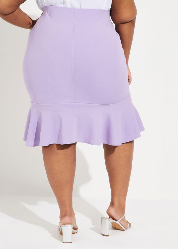 Flounced Crepe Knee Length Skirt, Viola image number 1