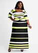 Stripe Crisscross Waist Maxi Dress, Bright Chartreuse image number 0
