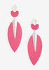 Faux Leather Leaf Earrings, Fuchsia Red image number 0