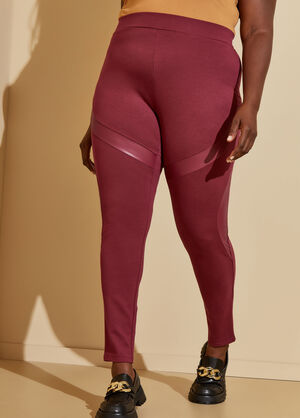 Faux Leather Paneled Legging, Rhododendron image number 0
