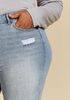 Distressed Paneled Bootcut Jeans, Denim Blue image number 2