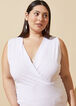 Stretch Knit Faux Wrap Top, White image number 2