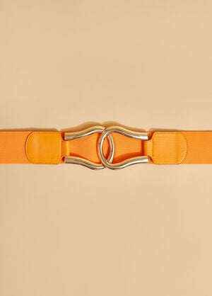 Paneled Faux Leather Stretch Belt, Exuberance image number 0