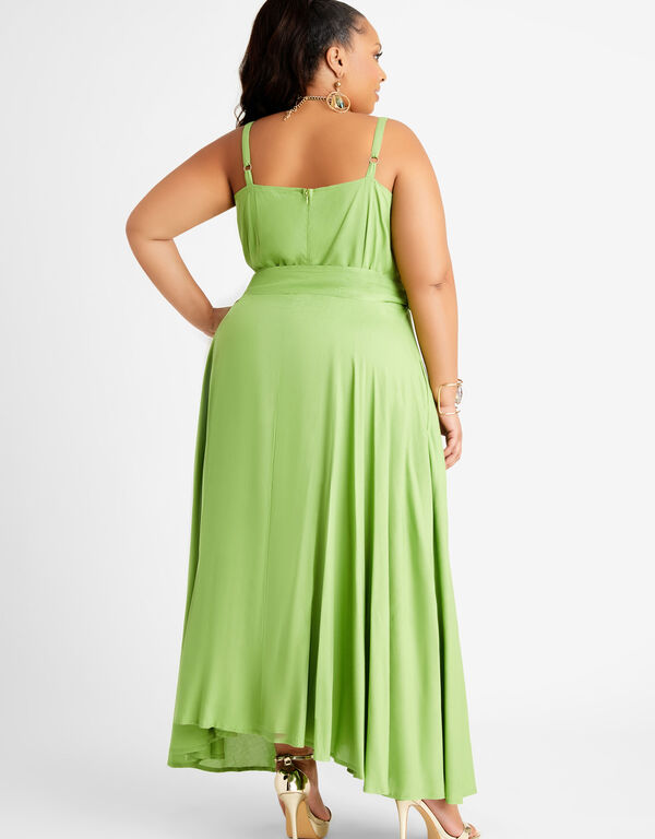 Ruffled Maxi Dress, Parrot Green image number 1