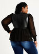Faux Leather & Mesh Peplum Top, Black image number 1
