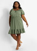 Plus Size Ruffle Tie Neck Off The Shoulder Peasant Mini Summer Dress image number 0