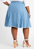 Pleated Hi Low Denim Skirt, Medium Blue image number 1