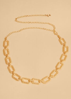 Textured Gold Tone Chain Belt, Gold image number 0