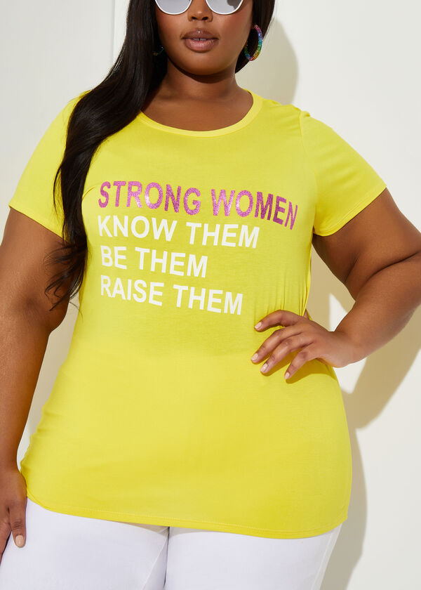 Strong Women Jersey Graphic Tee, Yellow image number 2