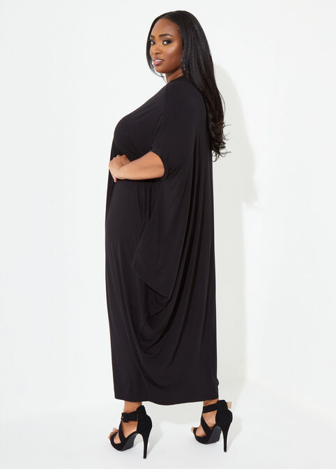 Zip Detailed Cocoon Maxi Dress, Black image number 1