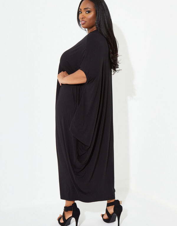 Zip Detailed Cocoon Maxi Dress, Black image number 1