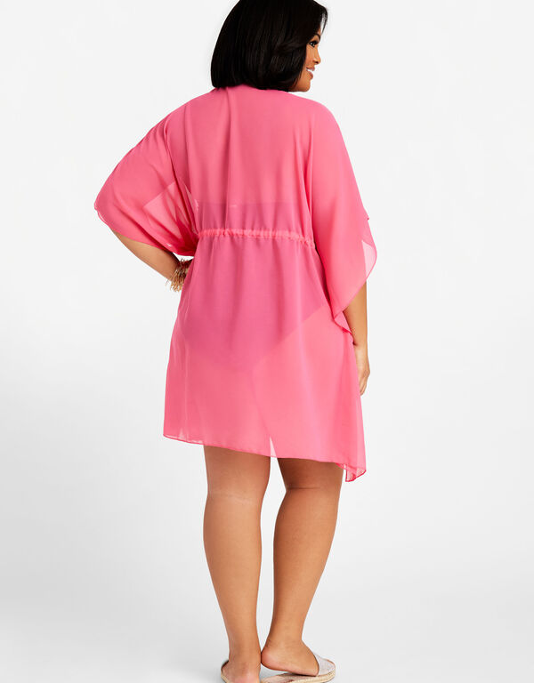 YMI Pink Sheer Kimono Cover Up, Fuchsia image number 1