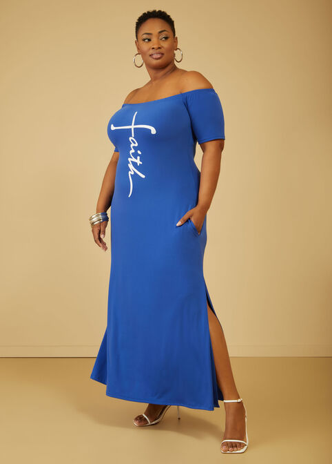 Faith Off The Shoulder Maxi Dress, Surf The Web image number 2