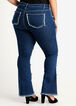 Patchwork Raw Edge Flare Jeans, Denim Blue image number 1