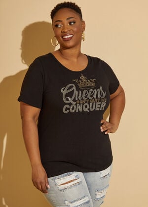 Queens Conquer Embellished Tee, Black image number 0