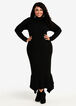 Plus Size Asymmetric Rib Knit Mock Neck Bodycon Sweater Maxi Dress image number 0