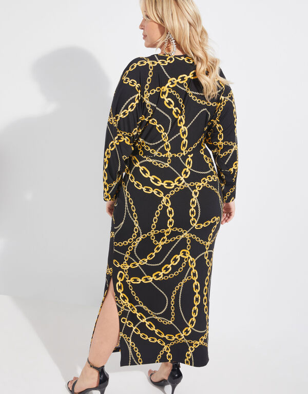 Tall Chain Link Print Maxi Dress, Black Combo image number 1