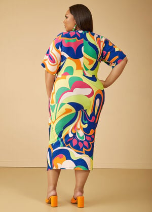 Printed Ruched Midaxi Dress, Multi image number 1