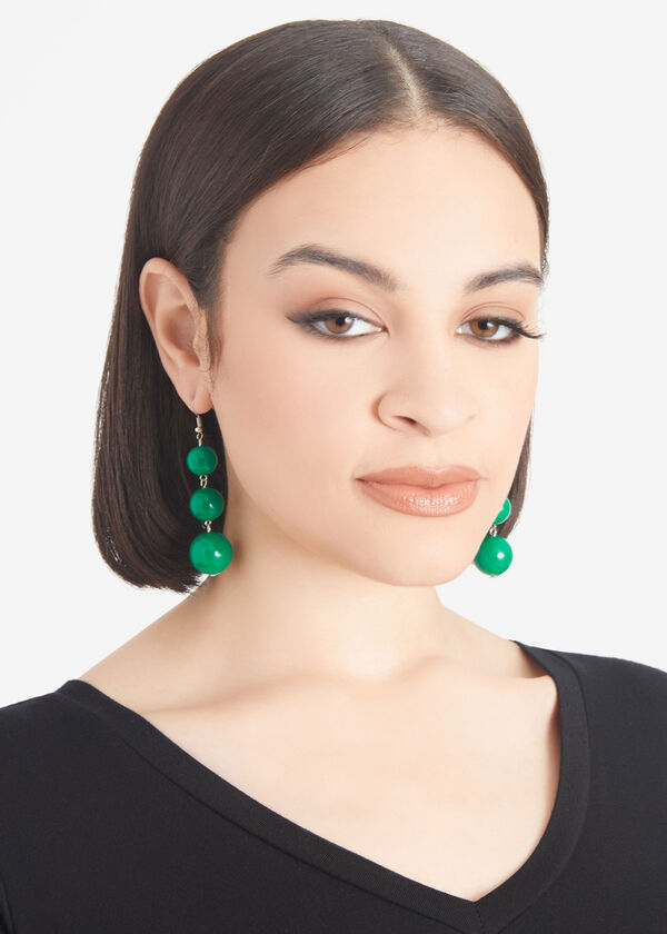 Beaded Tiered Drop Earrings, Pepper Green image number 1