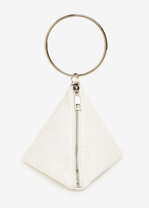 White Faux Leather Pyramid Bag, White image number 0