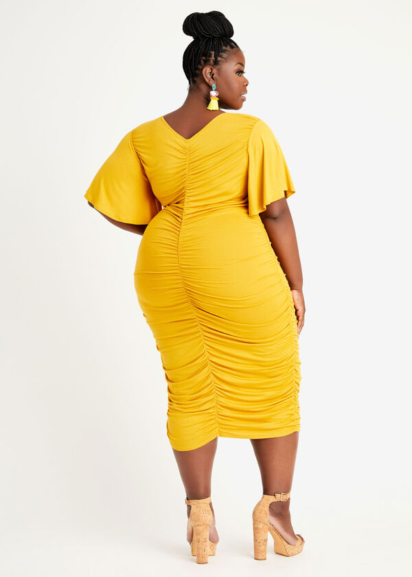 Ruched Jersey Tee Dress, Nugget Gold image number 1