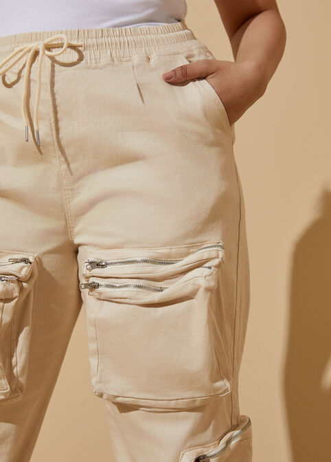 Mid Rise Cargo Joggers, Ivory image number 2
