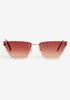 Brown Rimless Cateye Sunglasses, Brown image number 0