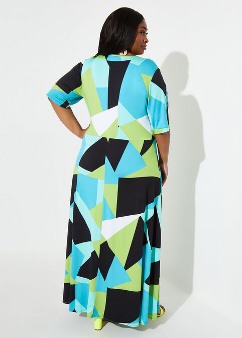 Faux Wrap Printed Maxi Dress, Multi image number 1