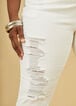 Mid Rise Distressed Skinny Jeans, White image number 3