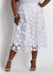 Dot Mesh A Line Midi Skirt, White image number 0