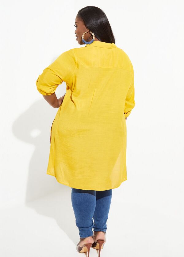 Button Detailed Slub Tunic, Nugget Gold image number 1