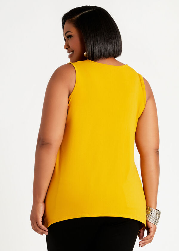 V Neck Pleat Front Swing Top, Nugget Gold image number 1