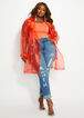 Belted Organza Trench Jacket, Hot Coral image number 0